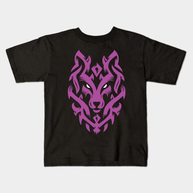 Wolf Tribal Ornament lovely blend drawing cute cool colorful Kids T-Shirt by Okuadinya